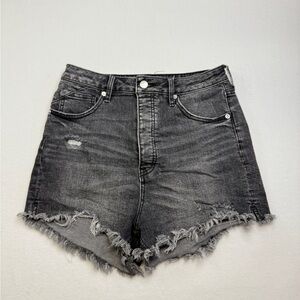 We The Free Size 30 Black Jean Shorts Distressed Raw-Edge Hem